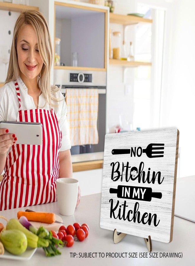 DMADNF Black and White Kitchen Decor Sign,Kitchen Decor Wooden Plaque, Rustic Wooden Plaque Kitchen Farmhouse Tabletop Decor Signs, in My Kitchen 5.9 x 5.9Inch (White) - Image 3